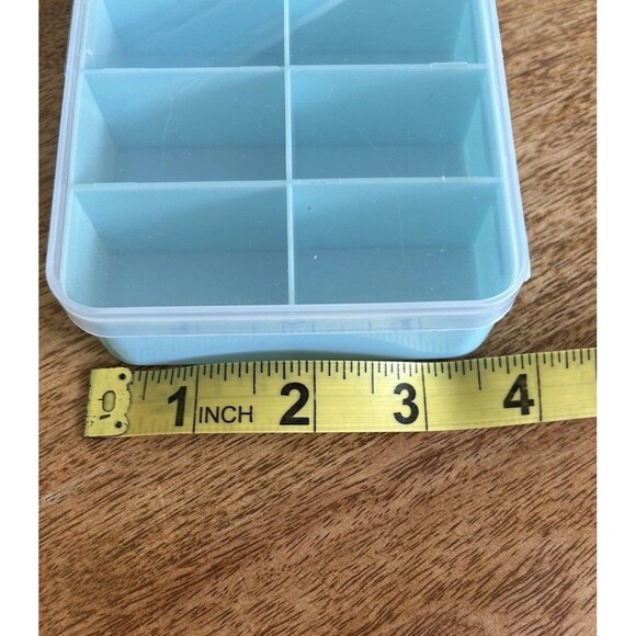 6 Plastic Craft Storage Box 10 Squares Per Box Hinged Stackable Blue 6x4x2 - Picture 6 of 6